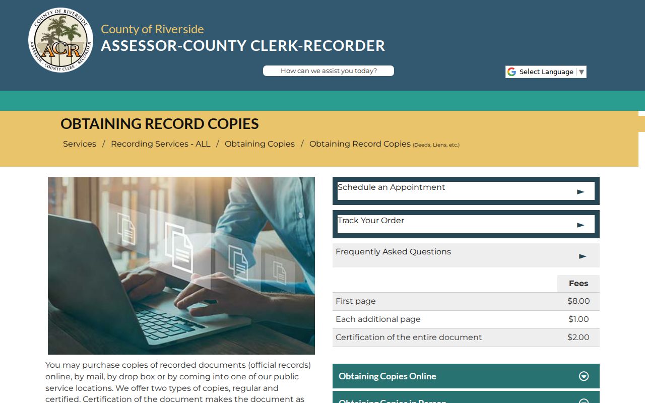 Jurupa Valley public records official copy request options
